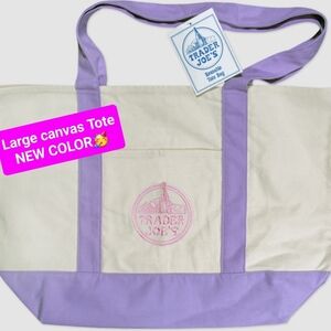 NEW Trader Joes LARGE PURPLE Canvas Tote